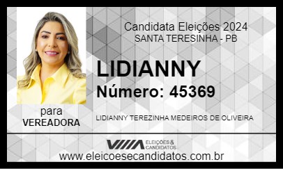 Candidato LIDIANNY 2024 - SANTA TERESINHA - Eleições