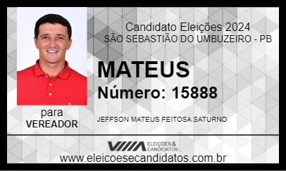 Candidato MATEUS 2024 - SÃO SEBASTIÃO DO UMBUZEIRO - Eleições