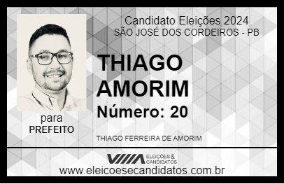 Candidato THIAGO AMORIM 2024 - SÃO JOSÉ DOS CORDEIROS - Eleições