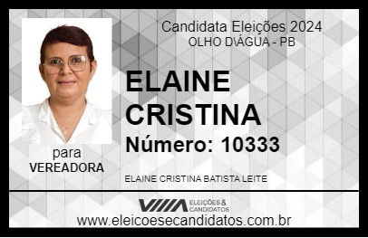 Candidato ELAINE CRISTINA 2024 - OLHO D\ÁGUA - Eleições