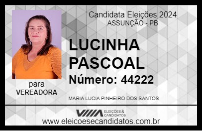 Candidato LUCINHA PASCOAL 2024 - ASSUNÇÃO - Eleições