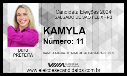 Candidato KAMYLA 2024 - SALGADO DE SÃO FÉLIX - Eleições