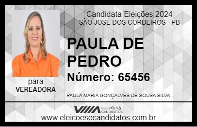 Candidato PAULA DE PEDRO 2024 - SÃO JOSÉ DOS CORDEIROS - Eleições