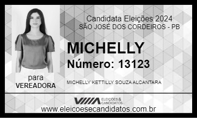 Candidato MICHELLY 2024 - SÃO JOSÉ DOS CORDEIROS - Eleições