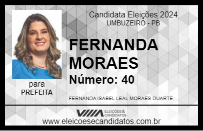 Candidato FERNANDA MORAES 2024 - UMBUZEIRO - Eleições