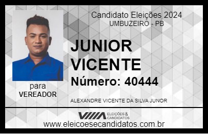 Candidato JUNIOR VICENTE 2024 - UMBUZEIRO - Eleições