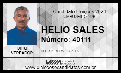 Candidato HELIO SALES 2024 - UMBUZEIRO - Eleições