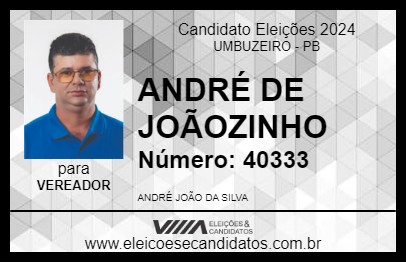 Candidato ANDRÉ DE JOÃOZINHO 2024 - UMBUZEIRO - Eleições