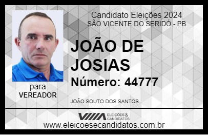 Candidato JOÃO DE JOSIAS 2024 - SÃO VICENTE DO SERIDÓ - Eleições