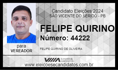 Candidato FELIPE QUIRINO 2024 - SÃO VICENTE DO SERIDÓ - Eleições