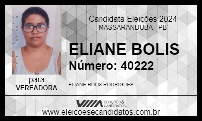 Candidato ELIANE BOLIS 2024 - MASSARANDUBA - Eleições