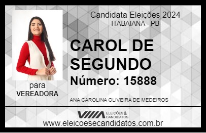 Candidato CAROL DE SEGUNDO 2024 - ITABAIANA - Eleições