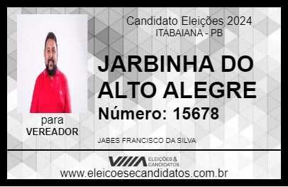 Candidato JARBINHA DO ALTO ALEGRE 2024 - ITABAIANA - Eleições