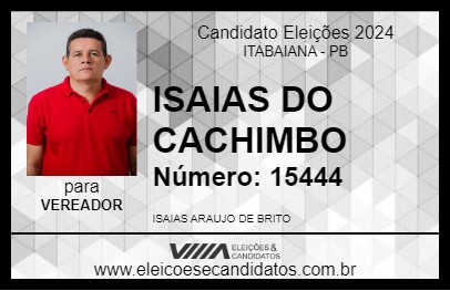 Candidato ISAIAS DO CACHIMBO 2024 - ITABAIANA - Eleições