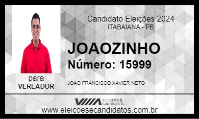 Candidato JOAOZINHO 2024 - ITABAIANA - Eleições