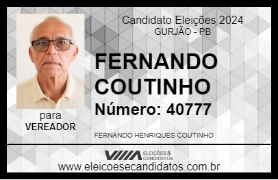 Candidato FERNANDO COUTINHO 2024 - GURJÃO - Eleições