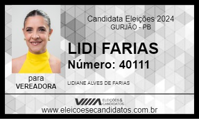 Candidato LIDI FARIAS 2024 - GURJÃO - Eleições