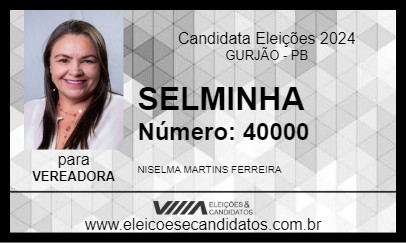 Candidato SELMINHA 2024 - GURJÃO - Eleições