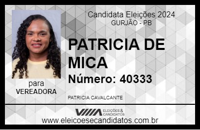 Candidato PATRICIA DE MICA 2024 - GURJÃO - Eleições