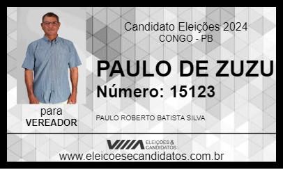 Candidato PAULO DE ZUZU 2024 - CONGO - Eleições