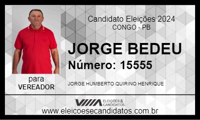 Candidato JORGE BEDEU 2024 - CONGO - Eleições