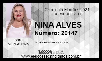 Candidato NINA ALVES 2024 - LOGRADOURO - Eleições