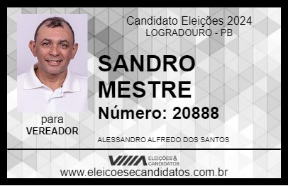 Candidato SANDRO MESTRE 2024 - LOGRADOURO - Eleições