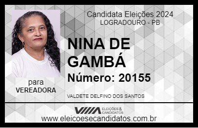 Candidato NINA DE GAMBÁ 2024 - LOGRADOURO - Eleições