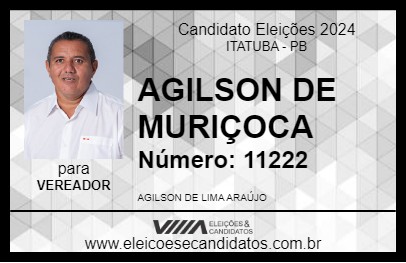 Candidato AGILSON DE MURIÇOCA 2024 - ITATUBA - Eleições