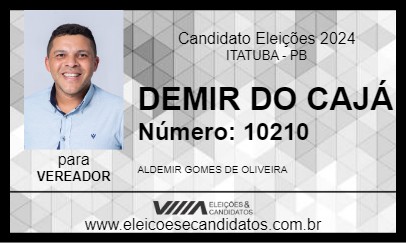 Candidato DEMIR DO CAJÁ 2024 - ITATUBA - Eleições