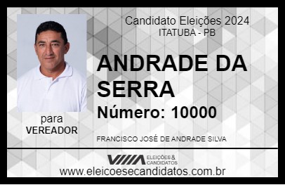 Candidato ANDRADE DA SERRA 2024 - ITATUBA - Eleições