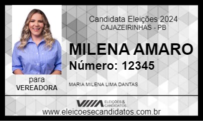 Candidato MILENA AMARO 2024 - CAJAZEIRINHAS - Eleições