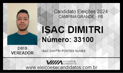 Candidato ISAC DIMITRI 2024 - CAMPINA GRANDE - Eleições