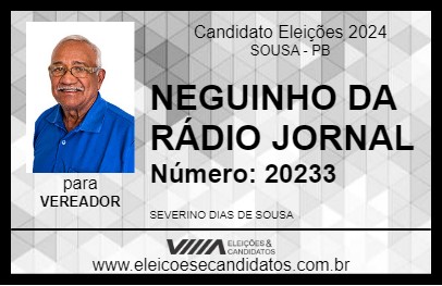 Candidato NEGUINHO DA RÁDIO JORNAL 2024 - SOUSA - Eleições