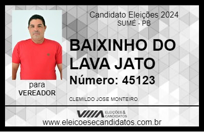 Candidato BAIXINHO DO LAVA JATO 2024 - SUMÉ - Eleições