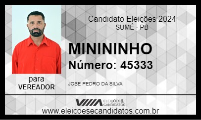 Candidato MINININHO 2024 - SUMÉ - Eleições