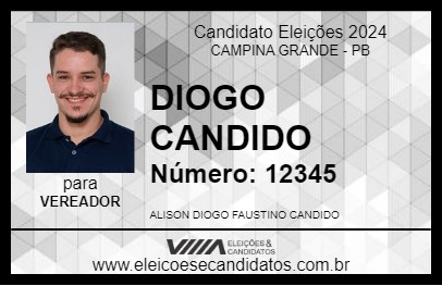 Candidato DIOGO CANDIDO 2024 - CAMPINA GRANDE - Eleições