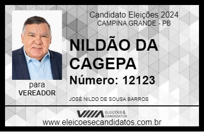 Candidato NILDÃO DA CAGEPA 2024 - CAMPINA GRANDE - Eleições