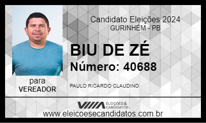 Candidato BIU DE ZÉ 2024 - GURINHÉM - Eleições