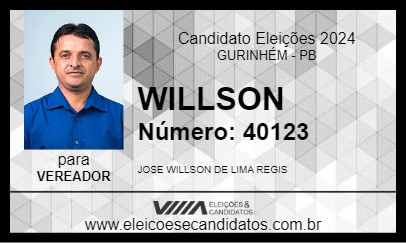 Candidato WILLSON 2024 - GURINHÉM - Eleições