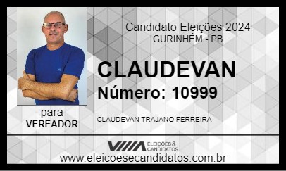 Candidato CLAUDEVAN 2024 - GURINHÉM - Eleições