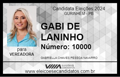 Candidato GABI DE LANINHO 2024 - GURINHÉM - Eleições