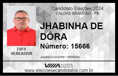 Candidato JHABINHA DE DÔRA  2024 - CALDAS BRANDÃO - Eleições