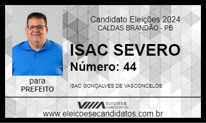 Candidato ISAC SEVERO 2024 - CALDAS BRANDÃO - Eleições