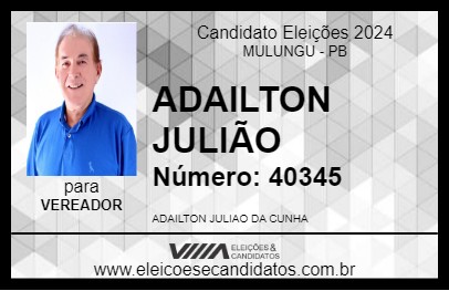 Candidato ADAILTON JULIÃO 2024 - MULUNGU - Eleições