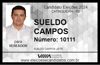 Candidato SUELDO CAMPOS 2024 - CATINGUEIRA - Eleições