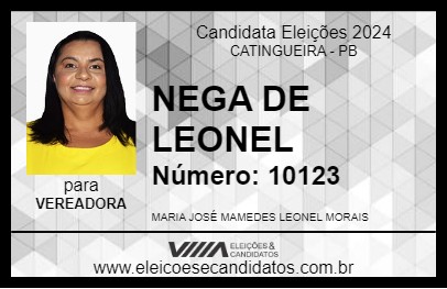 Candidato NEGA DE LEONEL 2024 - CATINGUEIRA - Eleições