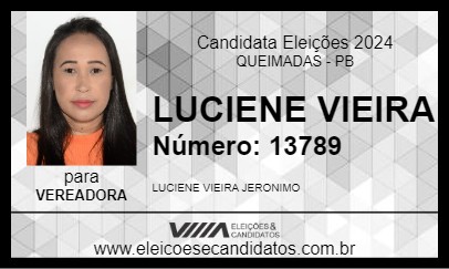 Candidato LUCIENE VIEIRA  2024 - QUEIMADAS - Eleições