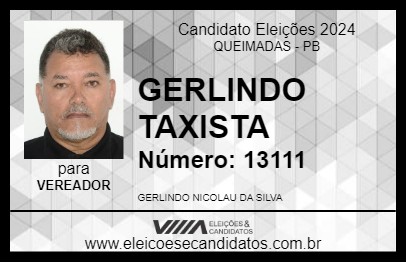 Candidato GERLINDO TAXISTA 2024 - QUEIMADAS - Eleições