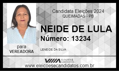 Candidato NEIDE DE LULA  2024 - QUEIMADAS - Eleições